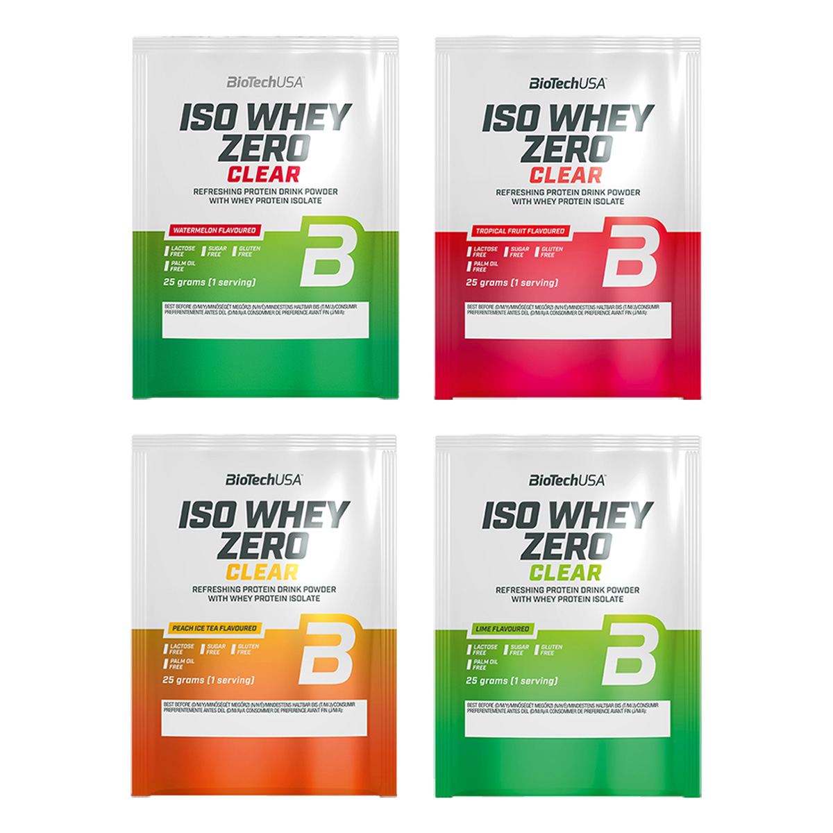 BioTech USA Iso Whey Zero Clear - 4 x 25 g Proben