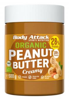 Body Attack Organic Peanut Butter - 500 g Creamy 