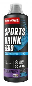 Body Attack Sports Drink Zero - 1000 ml Blueberry