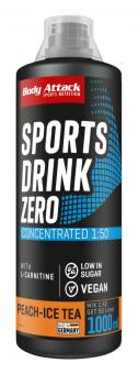 Body Attack Sports Drink Zero - 1000 ml Peach-Icetea