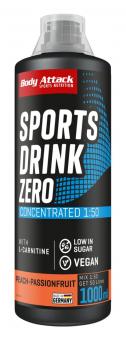 Body Attack Sports Drink Zero - 1000 ml Peach-Passion-Fruit