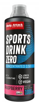 Body Attack Sports Drink Zero - 1000 ml Raspberry