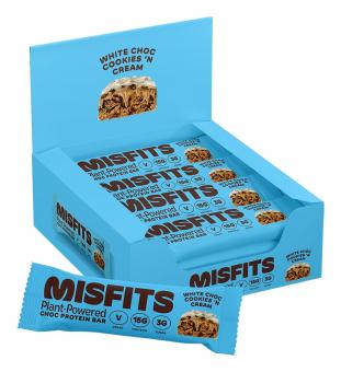 MISFITS Vegan Protein Bar - 12 x 45 g White Choc Cookies & Cream
