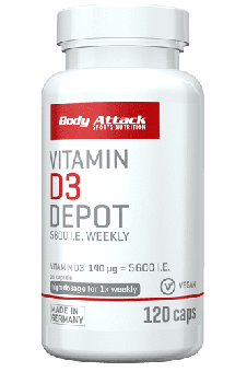 Body Attack Vitamin D3 Depot - 120 Kapseln 